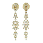 Tapered Baguette Diamond Beautiful Danglers In Solid 18k Yellow Gold