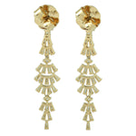 Tapered Baguette Diamond Beautiful Danglers In Solid 18k Yellow Gold