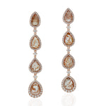 Pear Cut Diamond Long Drop Danglers in 18k Rose Gold For Her