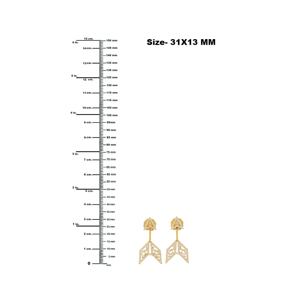 Baguette Cut Diamond Arrow Ear Jacket Earrings In 18K Yellow Gold