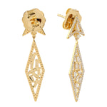 18k Yellow Gold Baguette Diamond Dangle Earrings Women Fine Jewelry Gift