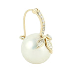 Natural Ball Pearl Diamond Beautiful Drop Earrings in 18k Yellow Gold For Her