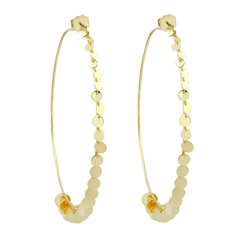 14k Yellow Gold Designer Hoop Earrings Party Ewear Jewelry