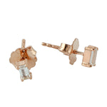 Rose Gold Plated 925 Sterling Silver Baguette Topaz Stud Ear Jewelry