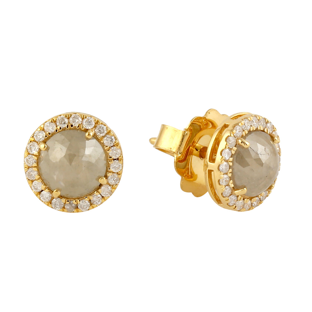 Ice Diamond Halo Stud Earrings in 18K Yellow Gold