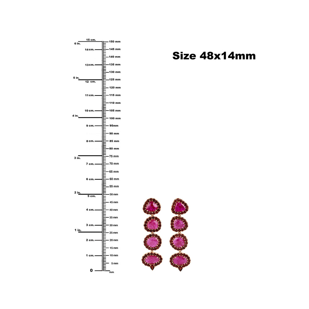 Multi-Shape Ruby & Garnet Dangle Earrings in 18K Rose Gold