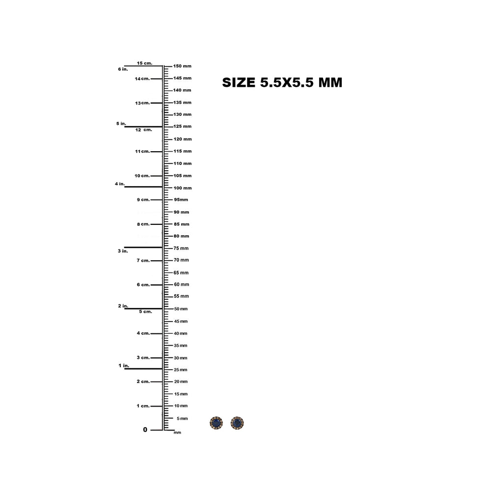 Blue Sapphire Gemstone Pave Diamond Stud Earrings In 18k Yellow Gold