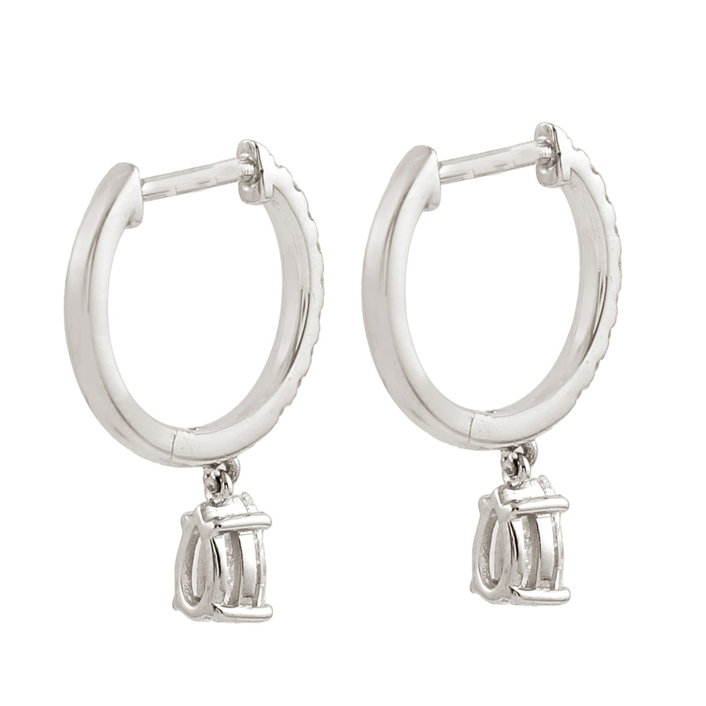 Rose Cut Diamond Pave Diamond Vega Hoop Earrings In 18K White Gold