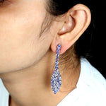 Oval Tanzanite Pave Diamond December Birthstone Beautiful Danglers in 18k White Gold