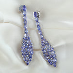 Oval Tanzanite Pave Diamond December Birthstone Beautiful Danglers in 18k White Gold