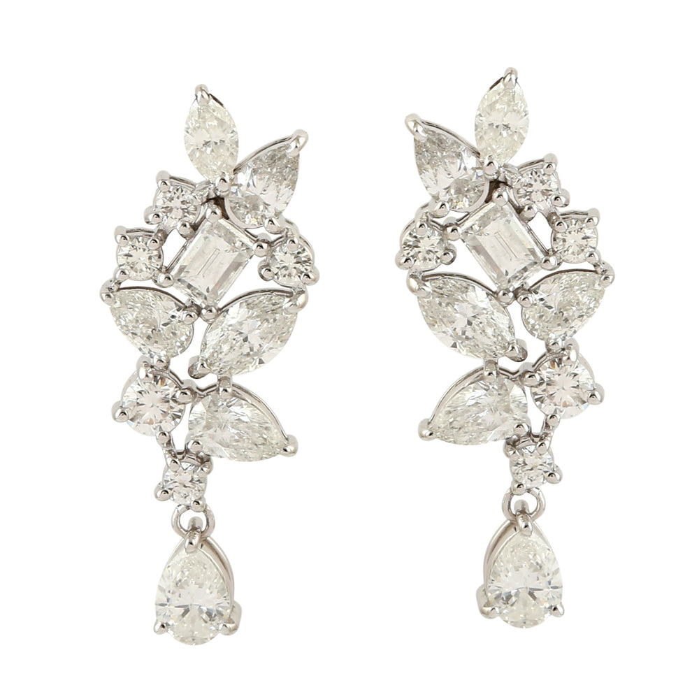 Pear Cut Daimond Drop Bead Beautiful Earrings In 18k White Gold Fine Jewelry