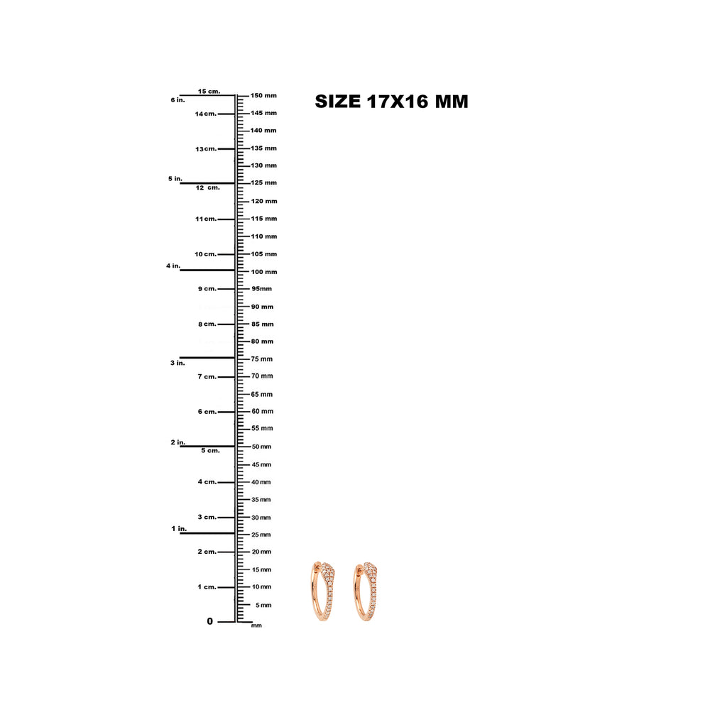 Natural Pave Diamond Snake Hoop Earrings In 18K Rose Gold