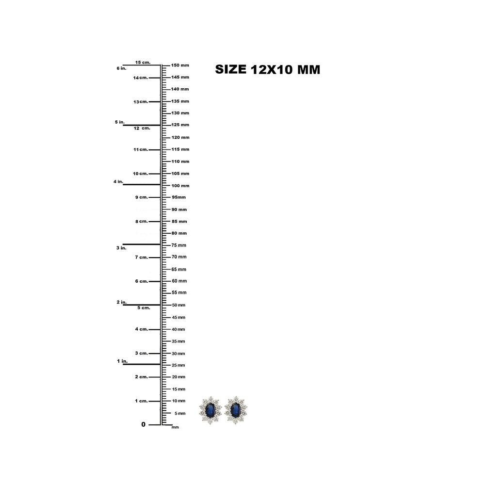 Oval Blue Sapphire Prong Set Diamond Stud Earrings in 18K White Gold – Elegant September Birthstone Jewelry