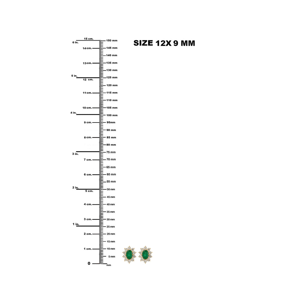 Oval Emerald Gemstone Prong Diamond Stud Earrings in 18K Yellow Gold – May Birthstone Fine Jewelry