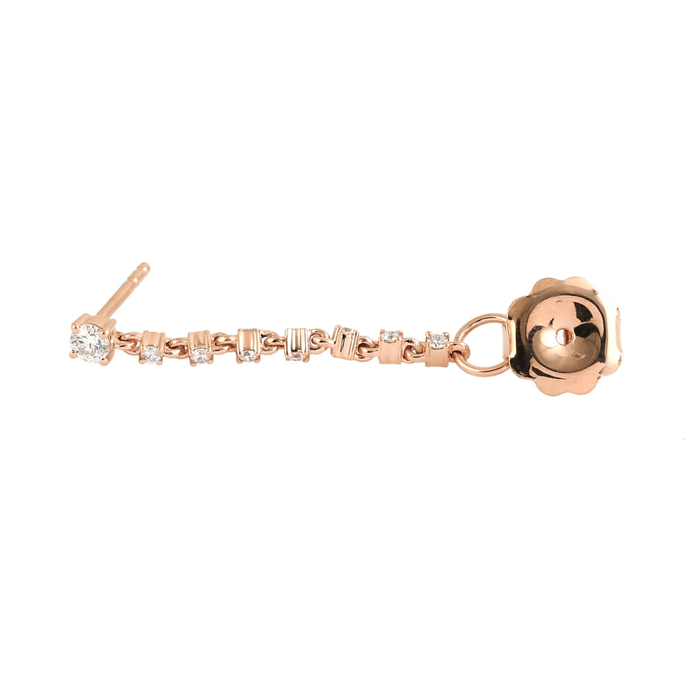 Natural Diamond Chain Ear Thread In 14K Rose Gold Gift For Her