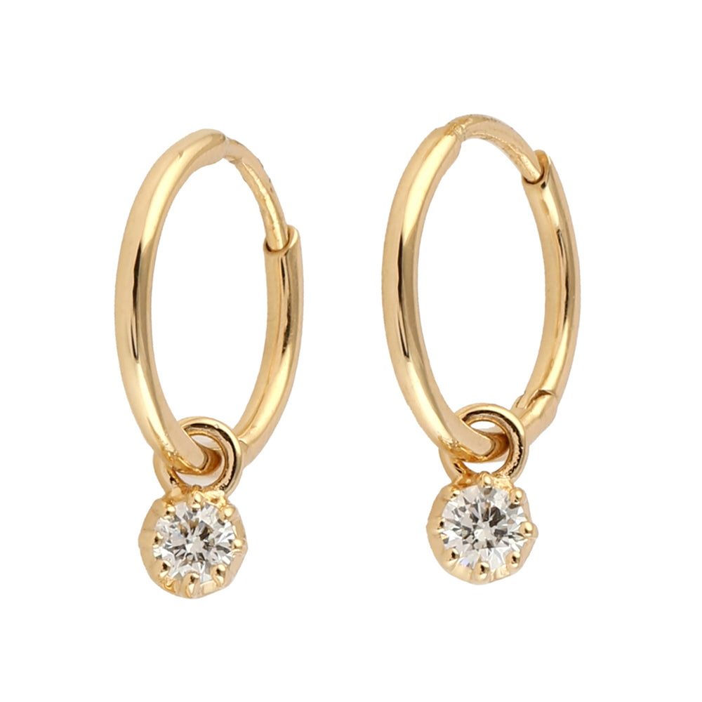 18K Yellow Gold Prong Diamond Vega Drop Earrings Jewelry For Her