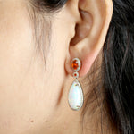 Oval Cut Fire Opal Pear Opal Ethiopian Pave Diamond 18K Yellow Gold Dangle Handmade Fine Earrings