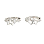 Natural Baguette Diamond 18K White Gold Huggies Earrings For Her