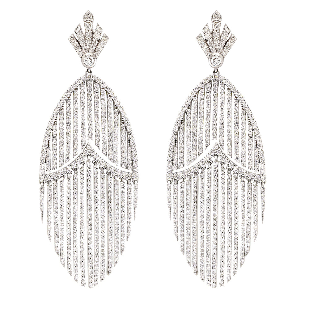 Micro pave Diamond Beautiful Unique Design Marquise Danglers In 18k White Gold