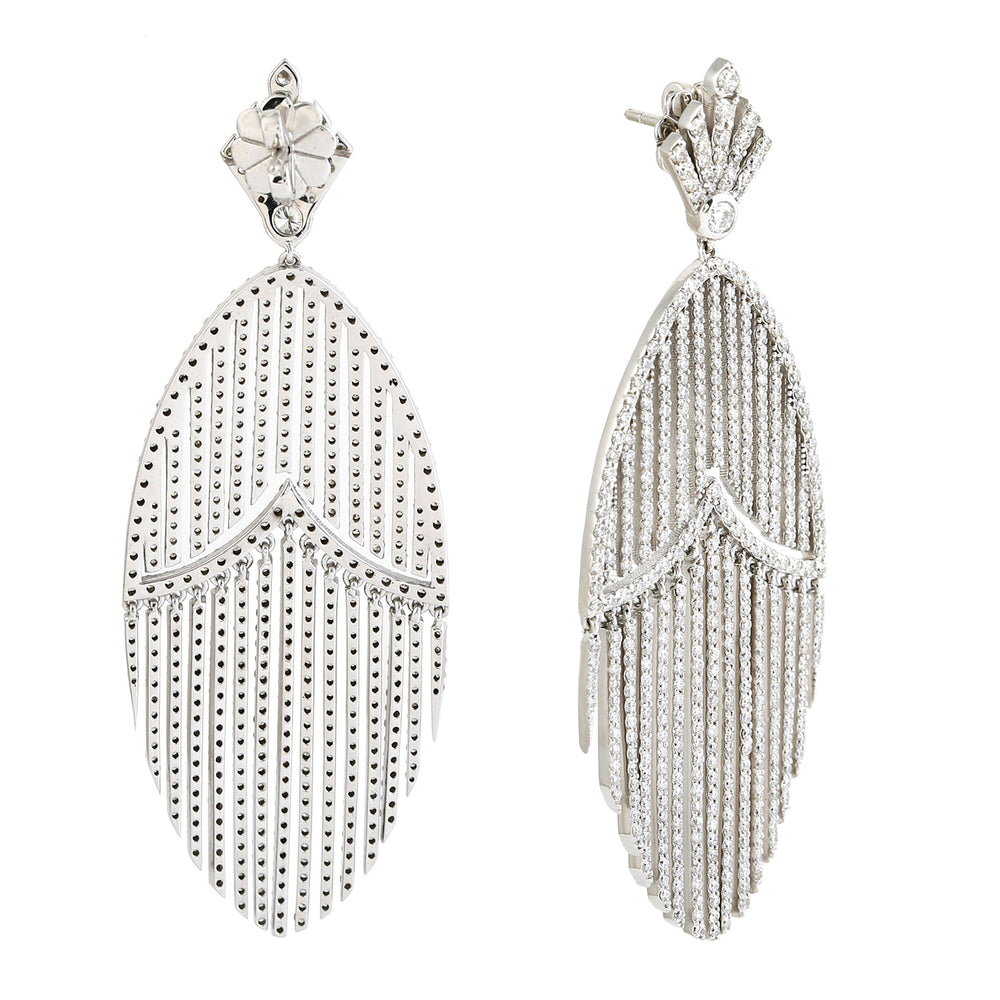 Micro pave Diamond Beautiful Unique Design Marquise Danglers In 18k White Gold