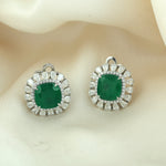 Pear Cut Diamond Pave Diamond Prong Set Emerald Handmade Gift Stud Ear Jewelry