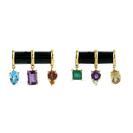 14k Yellow Gold Onyx Amethyst Topaz Sapphire Emerald Tourmaline Citrine Huggie Earrings For Gift