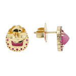 18K Yellow Gold Pyramid Ruby Antique Stud For Her