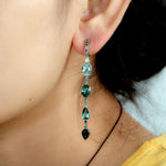 Mix Shape Green Tourmaline Pave Diamond 18K White Gold Beautiful Dangler Earrings Jewelry For Weddings