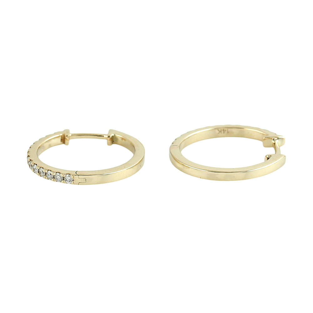 Natural Diamond Pave Hoop Earrings in 14K Yellow Gold