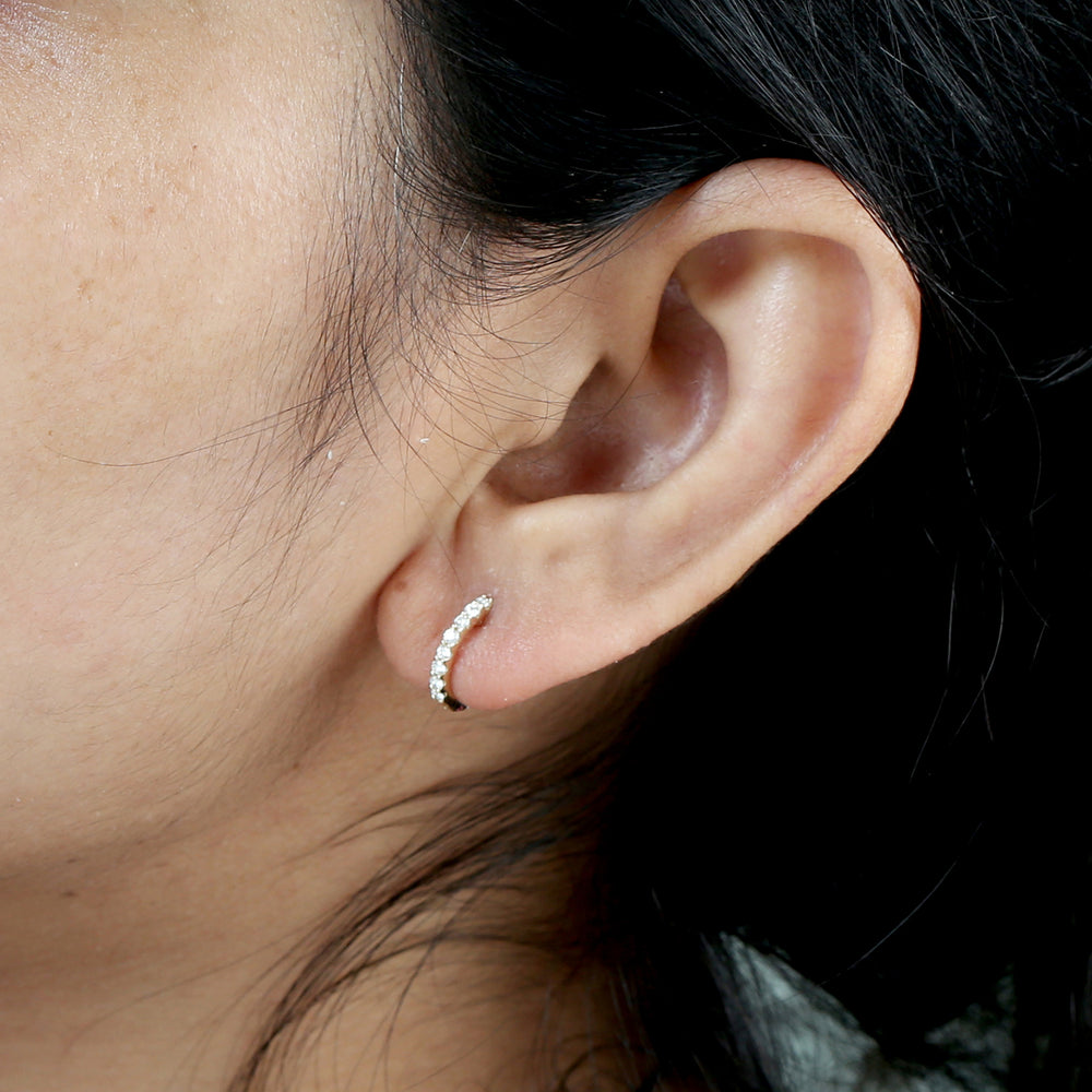 Ruby & Diamond Dual Side Hoop Earrings in 14K Yellow Gold