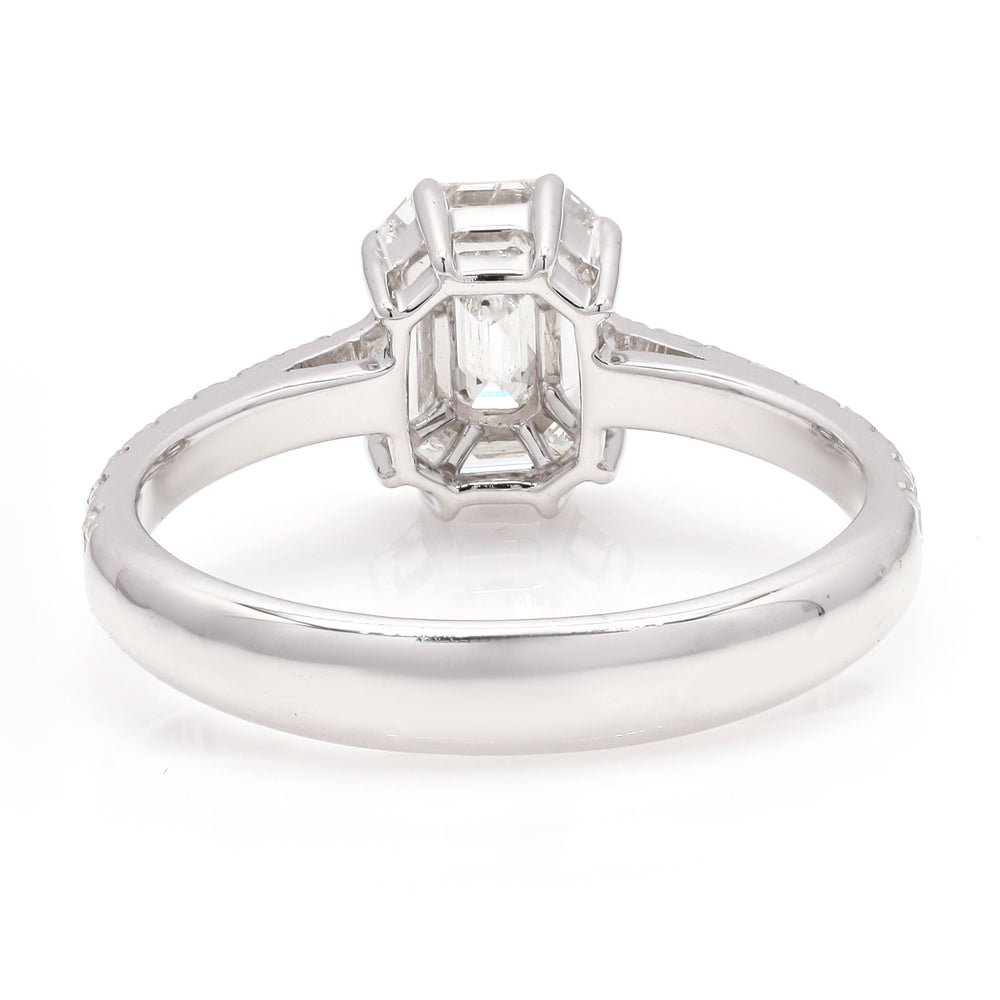 Emerald-Cut Illusion Baguette Diamond Ring in 18K White Gold