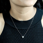 Square Cut Rose Cut Diamond Box Chain Heart Princess Necklace In White Gold