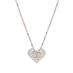 Square Cut Rose Cut Diamond Box Chain Heart Princess Necklace In White Gold