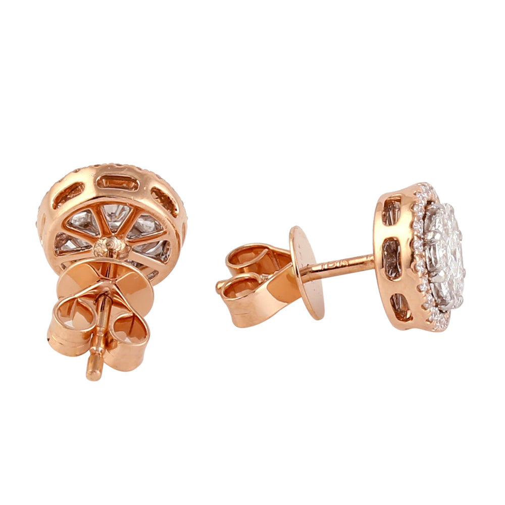 Cluster Diamond Halo Stud Earrings in 18K Rose Gold