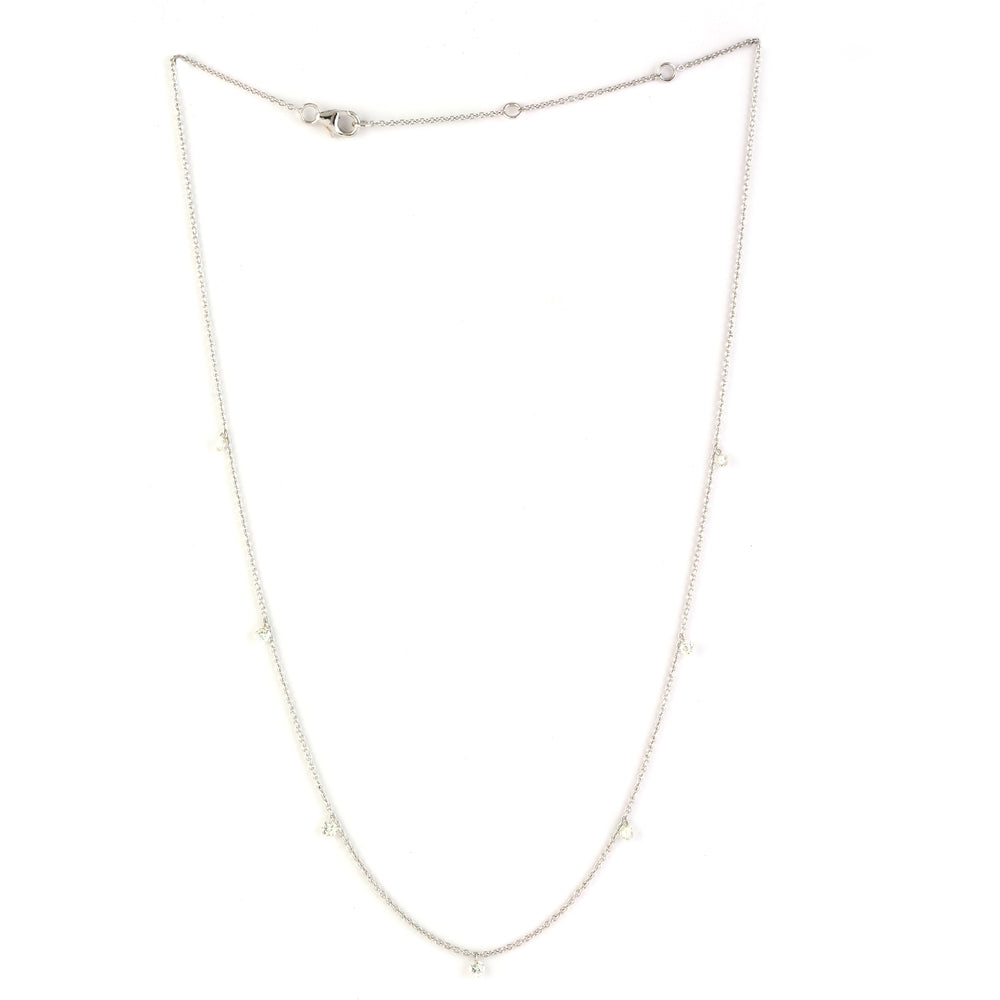 Diamond Station Chain Necklace in 18K White Gold