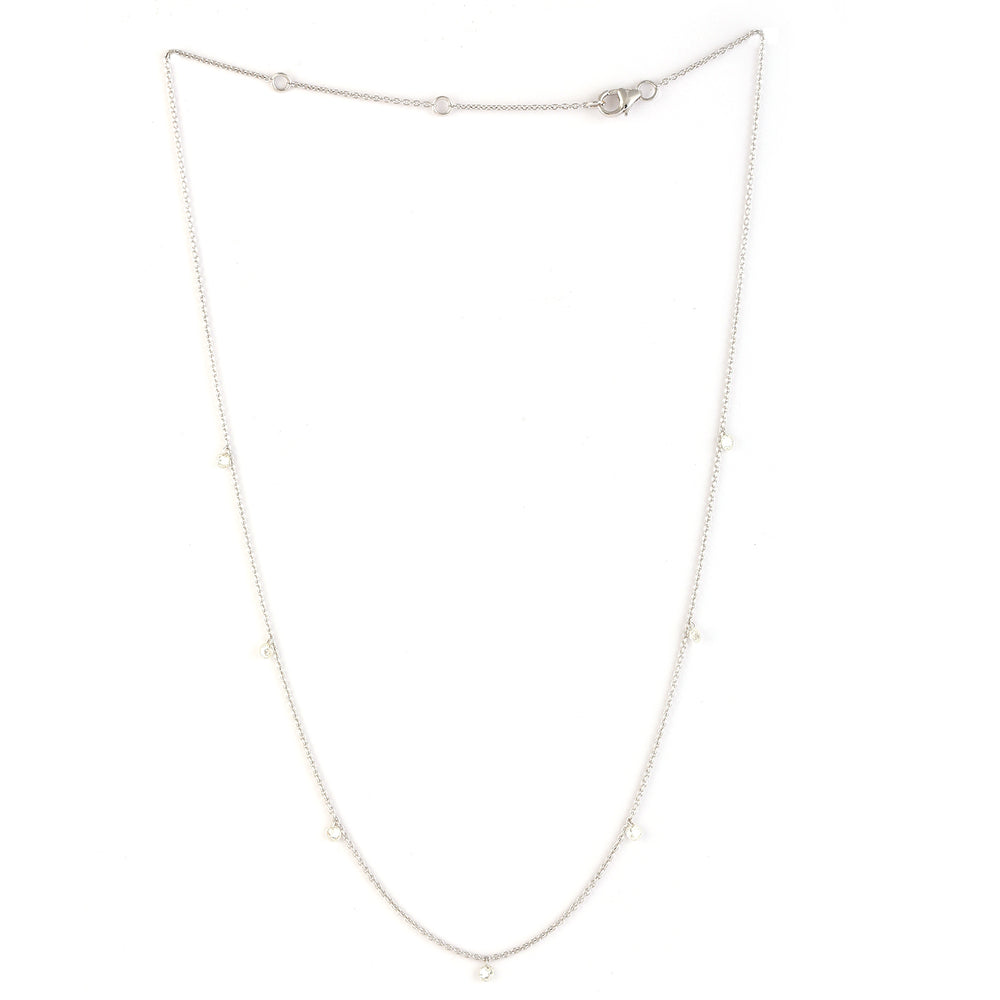 Diamond Station Chain Necklace in 18K White Gold