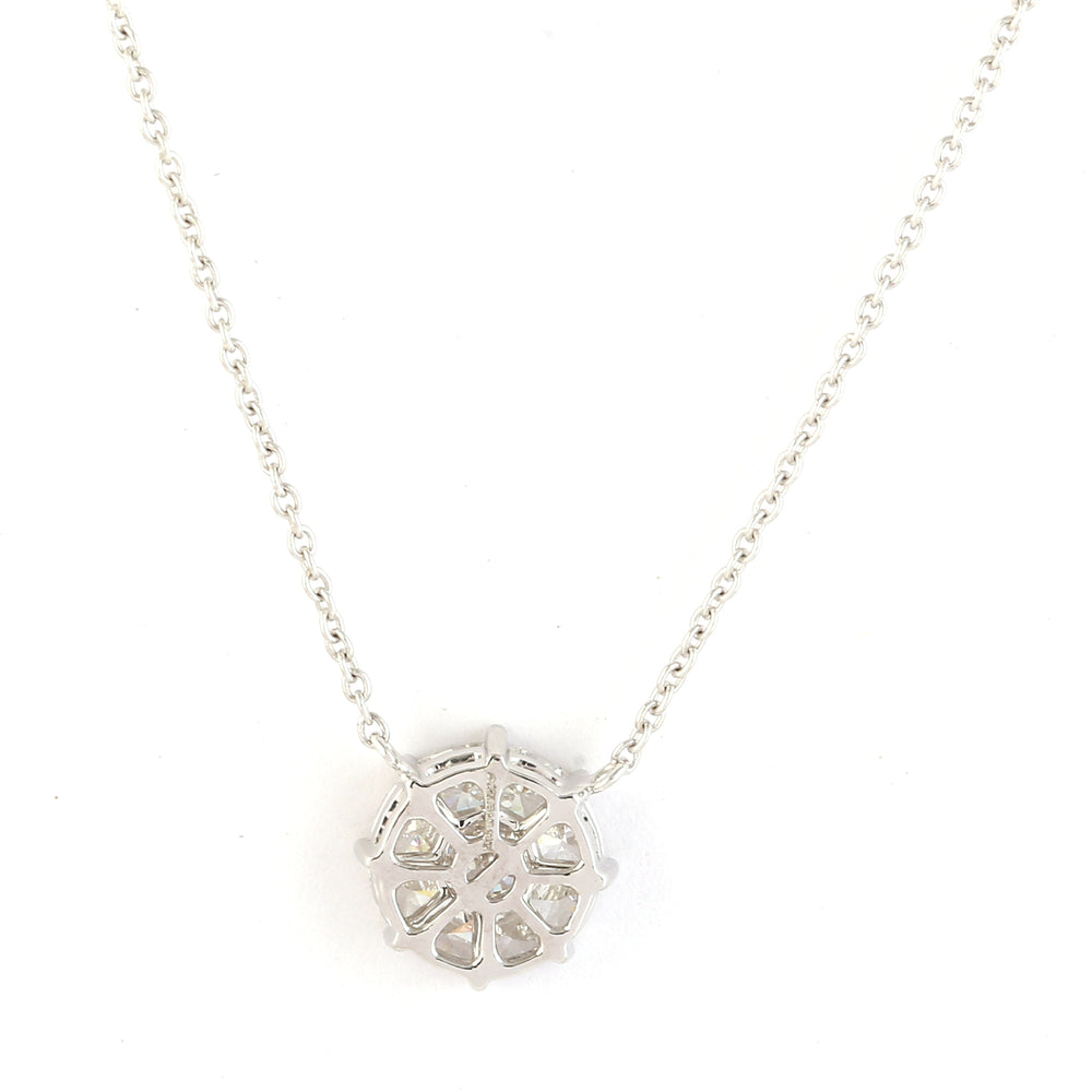 Natural Rose Cut Diamond Designer Princess Necklace In 18K White Gold