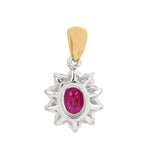 18K White Yellow Gold Oval Ruby Diamond Charm Pendants For Her