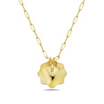 Pave Diamond In 14K Yellow Gold Clover Design Pendant Necklace