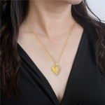 Natural Diamond Shankh Shape Pendant Necklace In 14K Yellow Gold Jewelry