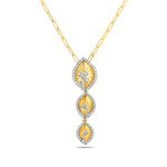 Natural Diamond Three Tier Pendant Wedding Necklace In 14K Yellow Gold For her