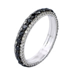 Black And White Diamond Full Eternity Band Ring In 18K White Gold