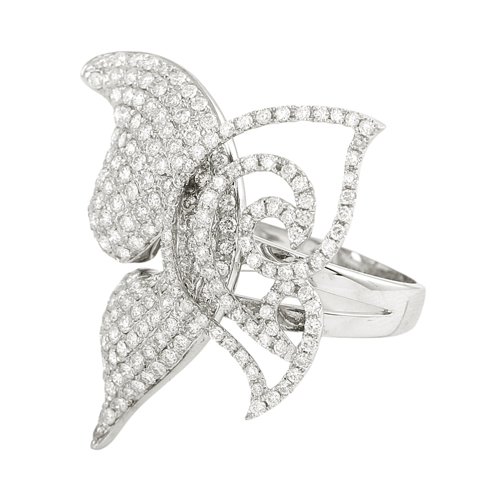 Delicate Butterfly Ring in 18K White Gold – Micro Pave Diamond Design