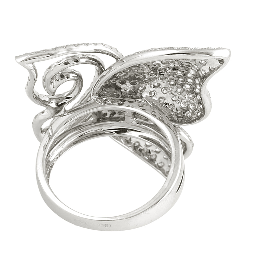Delicate Butterfly Ring in 18K White Gold – Micro Pave Diamond Design