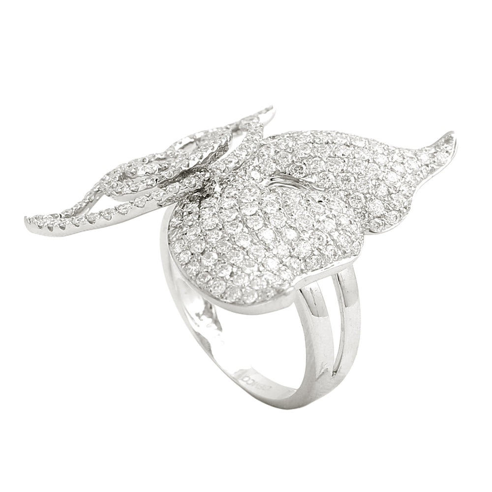 Delicate Butterfly Ring in 18K White Gold – Micro Pave Diamond Design
