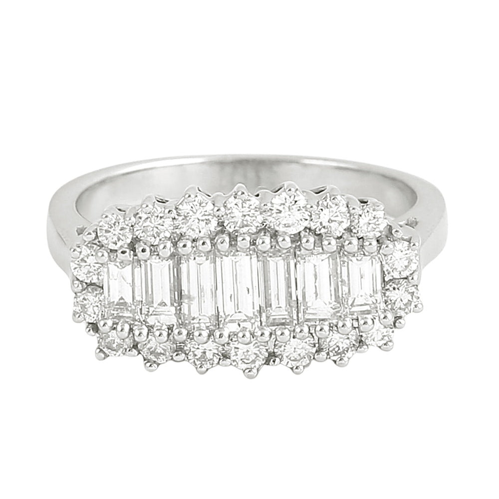 Half Eternity Band Ring with Baguette Diamonds in White Gold