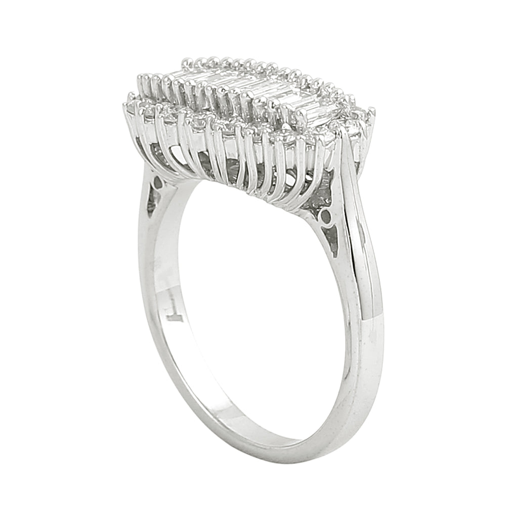 Half Eternity Band Ring with Baguette Diamonds in White Gold