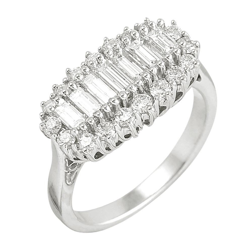 Half Eternity Band Ring with Baguette Diamonds in White Gold