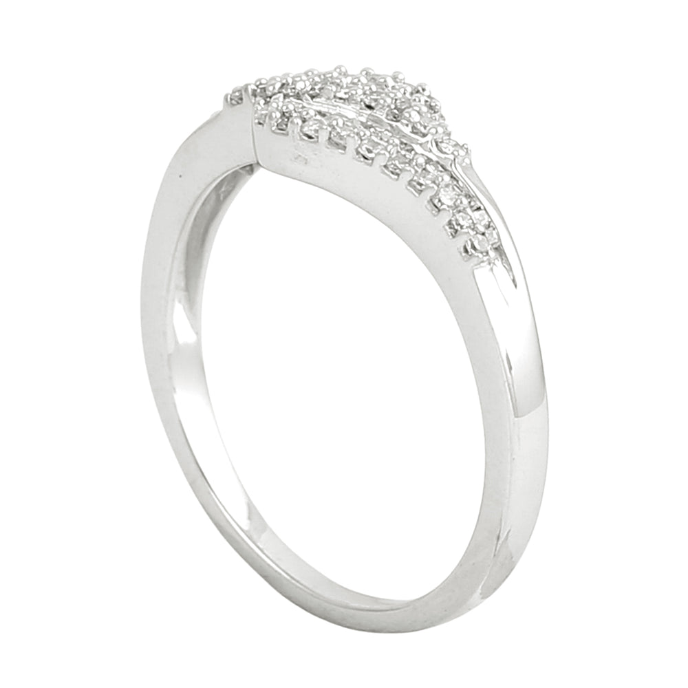 Baguette & Round Diamond Wave Band Ring in White Gold – Elegant Statement Ring