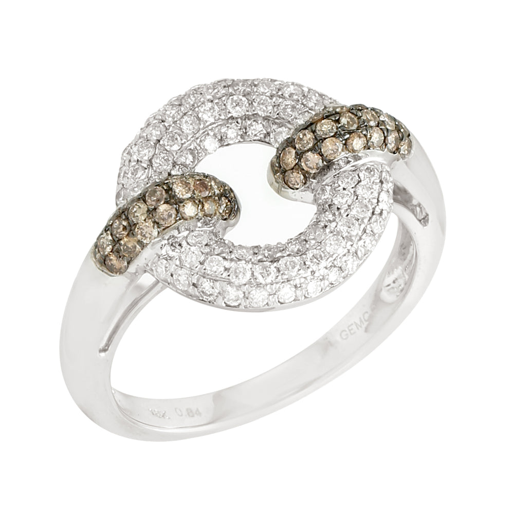 18K White Gold Micro Pave Natural Diamond Cocktail Ring For Gifts